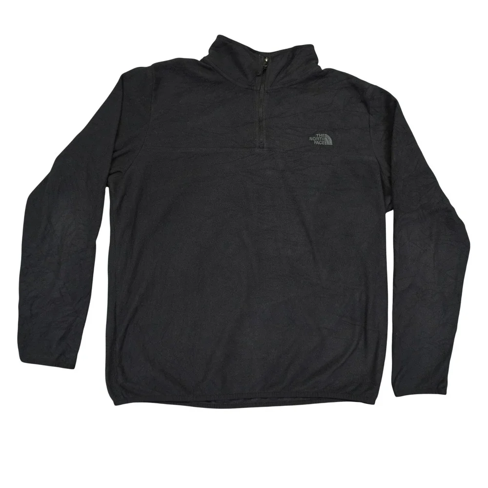 The North Face Fleece Pullover Mens Large Black TKA 100 Quarter Zip Mock Neck